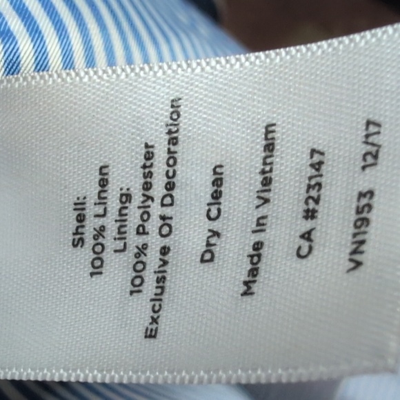 Talbots Aberdeen 100% Linen Blazer Navy/White Piping Stand Collar Size 24 NWT - Picture 8 of 9